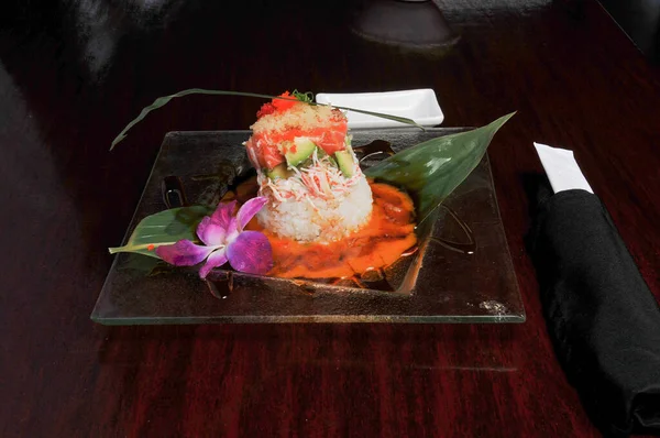 Cusine Japonaise Traditionnelle Authentique Connue Sous Nom Tour Sushi — Photo