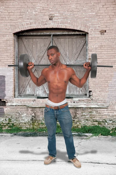 Black Man Lifting Weight — Stock Photo, Image