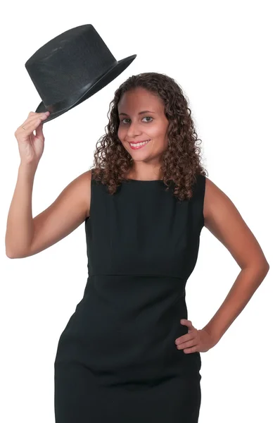 Mujer con sombrero de copa — Foto de Stock