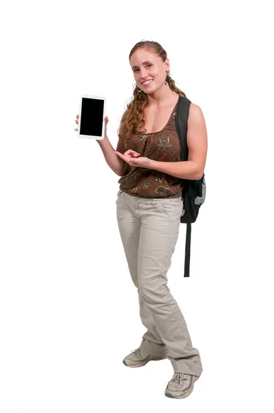 Žena užívající tablet — Stock fotografie