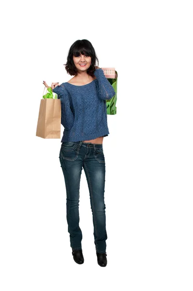 Donna shopping bags — Foto Stock