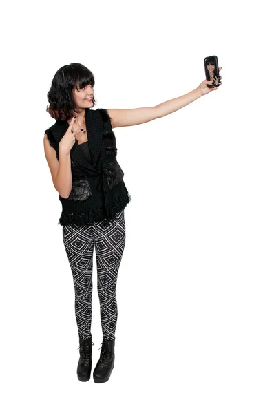 Femme prenant un selfie — Photo