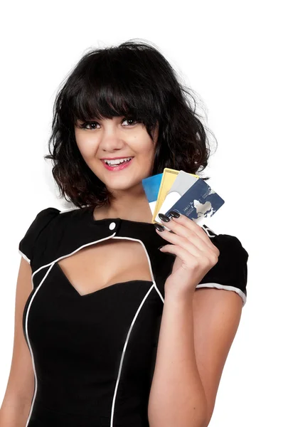 Cartões de crédito de mulher — Fotografia de Stock