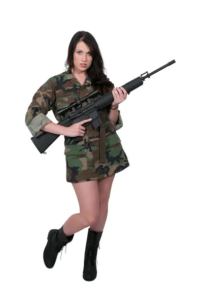 Vrouw soldaat — Stockfoto