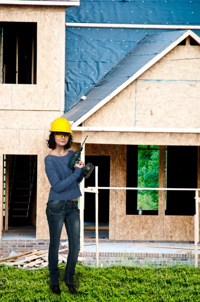 Trabalhadora da construção feminina — Fotografia de Stock