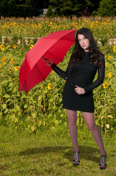 Mulher segurando guarda-chuva — Fotografia de Stock