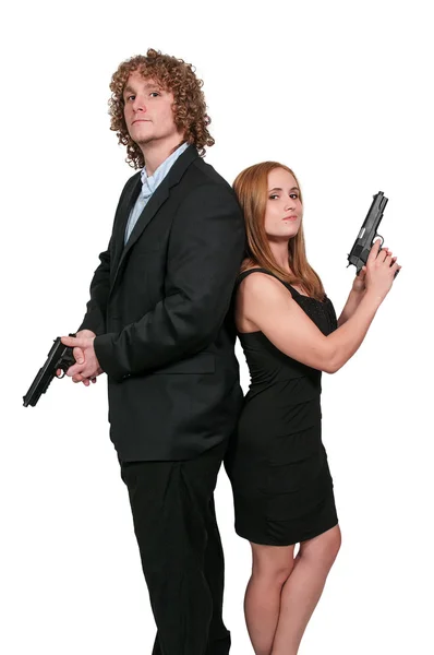 Couple avec des fusils — Photo