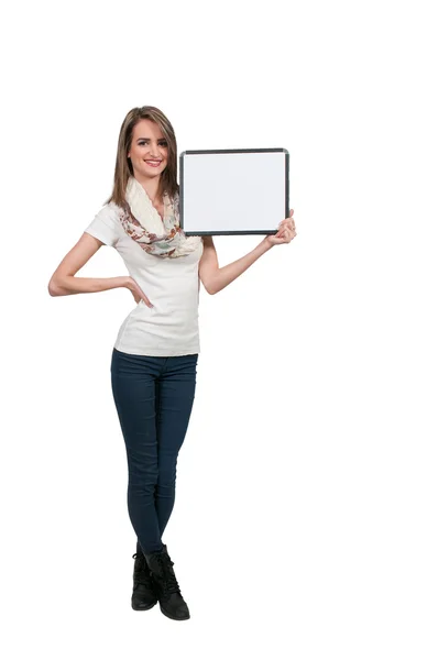 Woman Holding a Blank Sign Royalty Free Stock Images