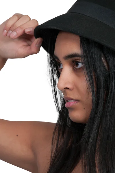 Mujer usando sombrero — Foto de Stock