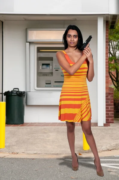 Woman with Gun — Stock Photo, Image