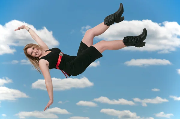 Woman Falling Through the Sky — Stock Photo, Image