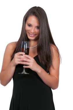 kadın şarap ile