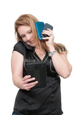 Cep telefonları ve tablet kadın ile