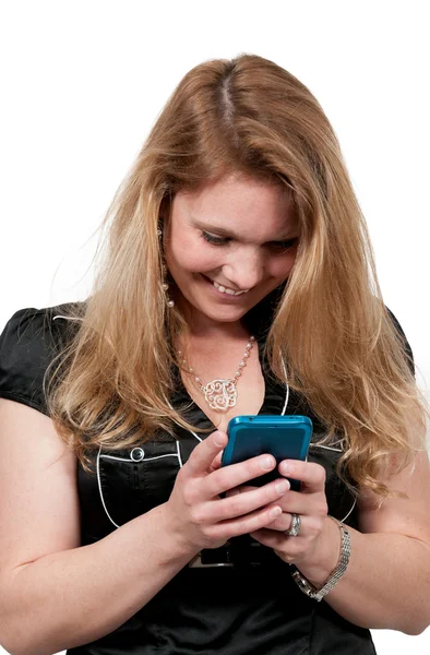 Vacker kvinna textning — Stockfoto