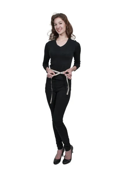 Woman Measuring Her Waist — Stock Photo, Image