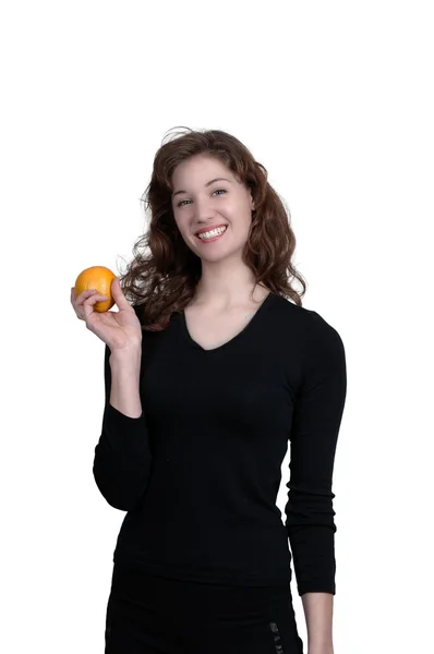 Woman and Orange — Stock Photo, Image