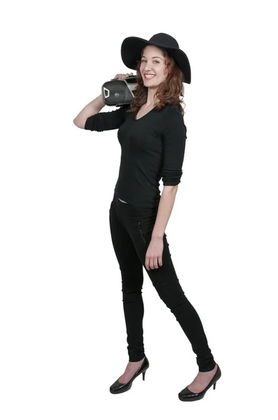 Woman with Boom Box — Stock Photo, Image