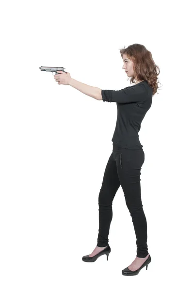 Woman with Gun — Stock Photo, Image