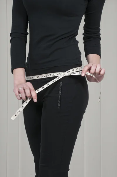 Woman Measuring Her Waist — Stock Photo, Image