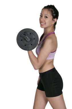 Asyalı kadın ağırlıkları ile çalışma