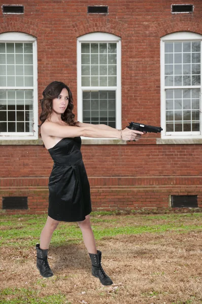 Woman with Gun — Stock Photo, Image