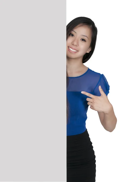 Woman Holding a Blank Sign — Stock Photo, Image