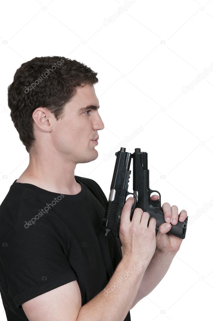 Man holding a pistol