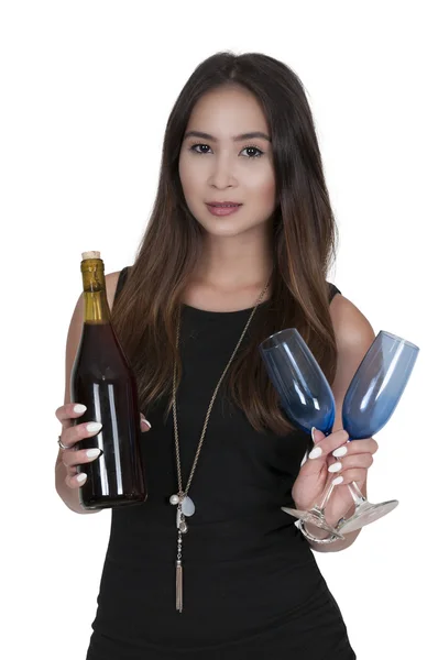 Vrouw met wijn — Stockfoto