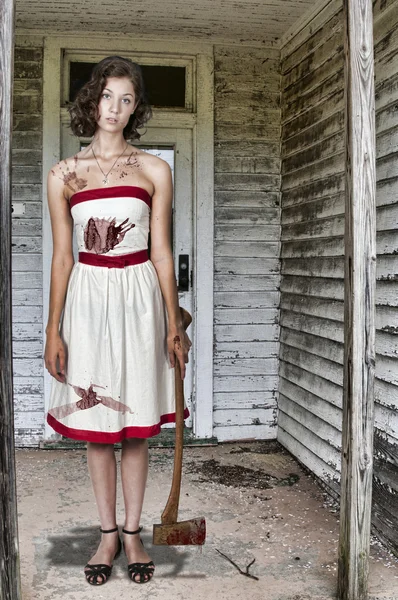 Woman with Axe — Stock Photo, Image