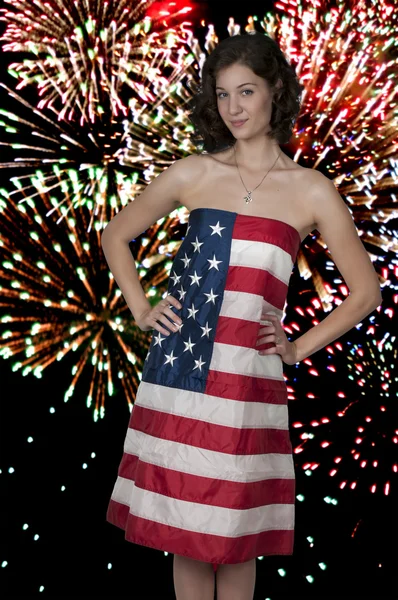 Woman Wrapped in a Flag — Stock Photo, Image