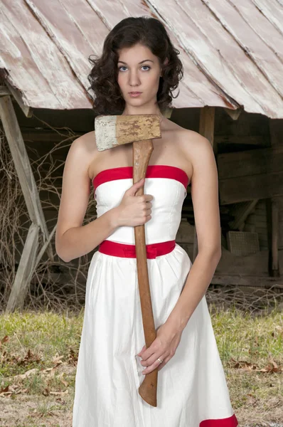 Woman with Axe — Stock Photo, Image