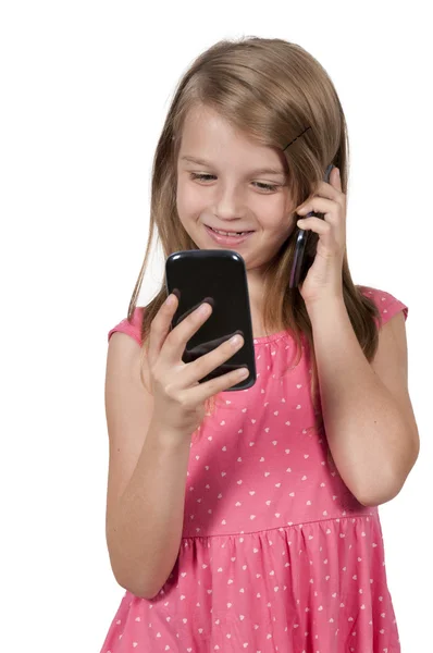 Little Girl Using Cell Phones — Stock Photo, Image