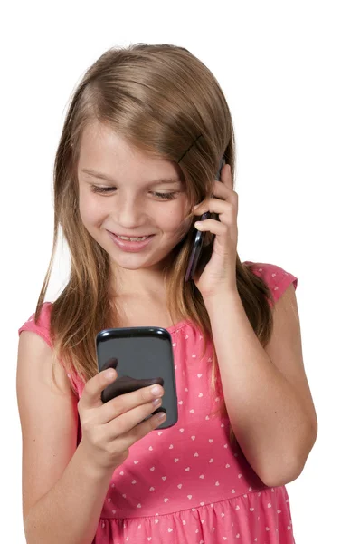 Little Girl Using Cell Phones — Stock Photo, Image