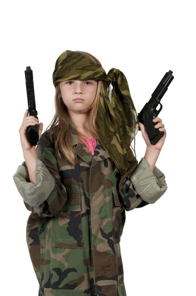 Kis lány katona — Stock Fotó