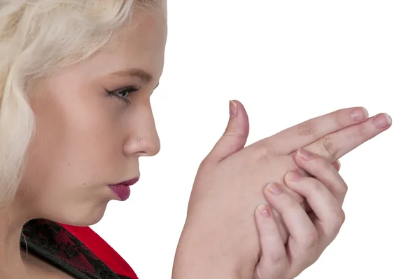 Woman Finger Gun — Stock Photo, Image