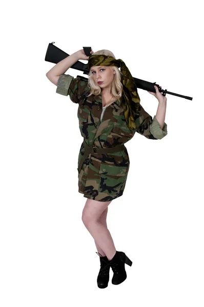 Beautiful woman soldier — Stock Photo, Image