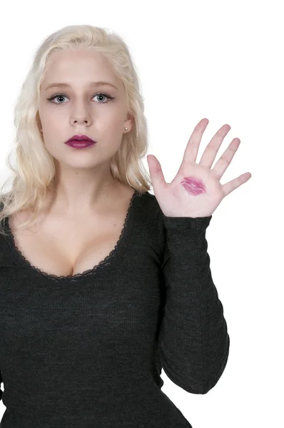 Kiss on a Hand — Stock Photo, Image