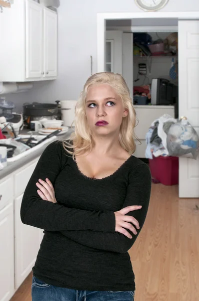 Woman disgusted with arms folded — Stock Photo, Image