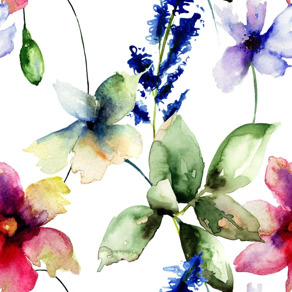Bezszwowe tapety z kwiatami oryginalny — Zdjęcie stockowe