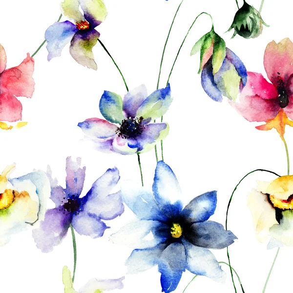 Modello senza cuciture con fiori — Foto Stock