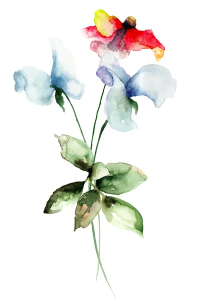 Gestileerde bloemen aquarel illustratie — Stockfoto