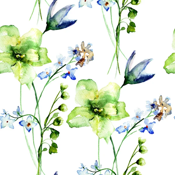 Zökkenőmentes minta stilizált virágokkal — Stock Fotó