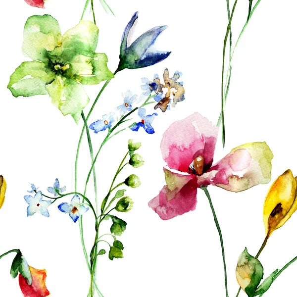 Naadloze patroon met decoratieve zomerbloemen — Stockfoto