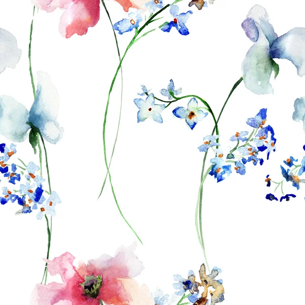 Sömlöst mönster med stiliserade blommor — Stockfoto