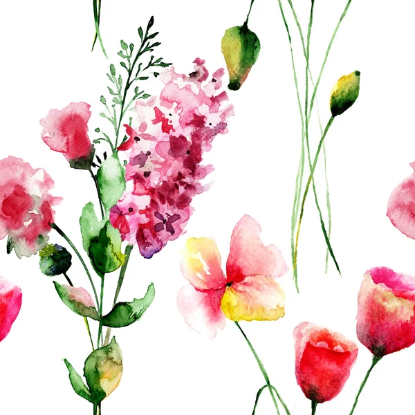Naadloze behang met bloemen — Stockfoto