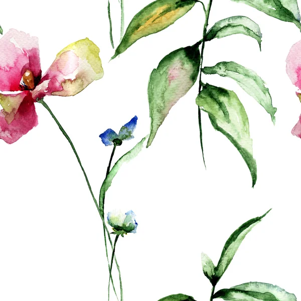 Stilisierte Blumen Aquarell Illustration — Stockfoto