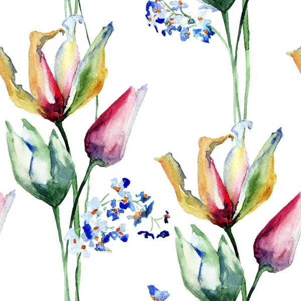 Varrat nélküli mintát tulipán virágok — Stock Fotó