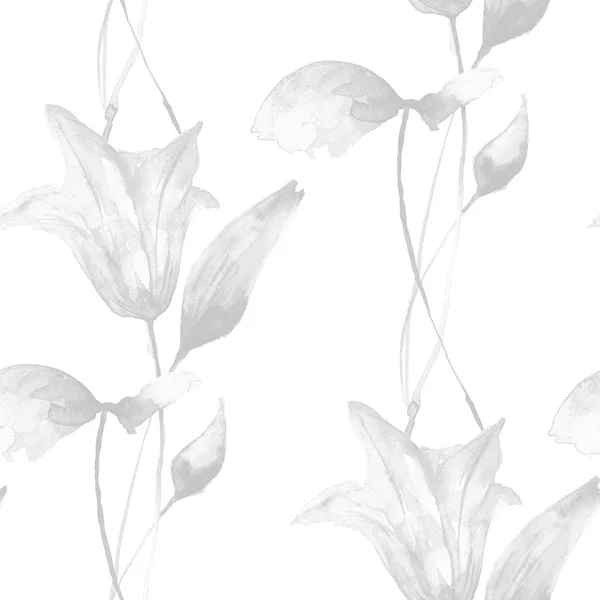 Monochrome seamless pattern with Lily flowers — Stock Photo, Image