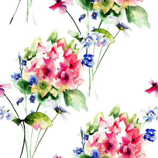 Nahtloses Muster mit wilden Blumen — Stockfoto
