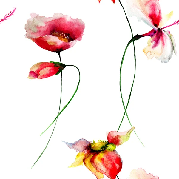 春の花でシームレスな壁紙 — ストック写真
